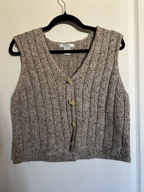 Women's Cream Cable Knit Button Vest